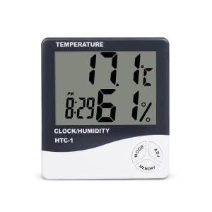 Ceas, Termometru si Higrometru HTC 1, 3 in 1, Temperatura, Statie Meteo, Umiditate, Ceas, Alarma, Alb