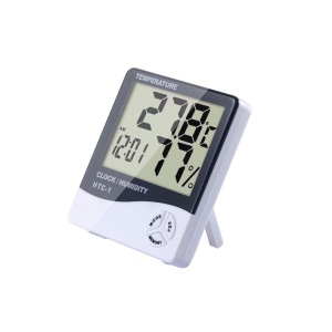 Ceas, Termometru si Higrometru HTC 1, 3 in 1, Temperatura, Statie Meteo, Umiditate, Ceas, Alarma, Alb - Img 3