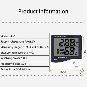 Ceas, Termometru si Higrometru HTC 1, 3 in 1, Temperatura, Statie Meteo, Umiditate, Ceas, Alarma, Alb - Img 11