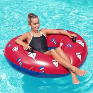 Colac Gonflabil Colorat cu Model Naval, Bestway, Ø119cm, Rosu - Img 1