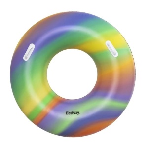 Colac Gonflabil Rainbow cu Manere, Bestway, Ø119 cm, multicolor - Img 3