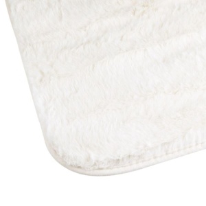 Covoras decorativ catifelat pentru hol, cu aspect de blanita de iepure, interior cu suprafata antiderapanta, 140x60 cm, alb - Img 2