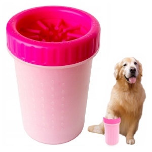 Dispozitiv din silicon pentru curatare labute animale, Talie mare, marime XL, diametru 7.5cm, 15x10cm, Roz - Img 1