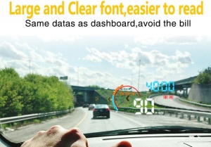 Ecran HUD Head-up display D2000 5.5", cu proiectie afisaj bord pe parbriz cu mufa OB2, cu alarma de viteza - Img 5