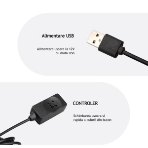 Fir RGB 5m lumina ambientala auto, alimentare cu mufa USB, 7 culori - Img 7