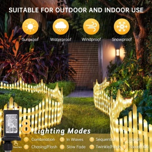Gardulet Decorativ cu 288 LED-uri, 280x29cm, Interconectabil, Lumina Alba Calda/Multicolora - Img 6