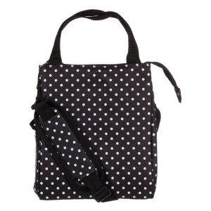 Geanta izoterma cu fermoar, Capaccitate 8L, 21x16x24cm, Neagra cu Buline Albe - Img 2
