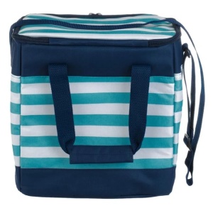 Geanta Izoterma pentru alimente, Capacitate 15L, Dimensiune 28x18x30cm, Bleu Turcoaz cu Dungi - Img 3