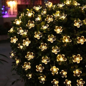 Ghirlanda Luminoasa Solara Flori de Cires cu 50 LED-uri, Lumina Alba Calda/Multicolora, 5m Lungime - Img 10