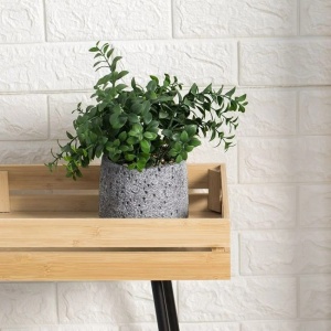 Ghiveci decorativ din ciment cu planta suculenta verde artificiala, decorate cu pietris, Ø13x30 cm, verde/gri - Img 2