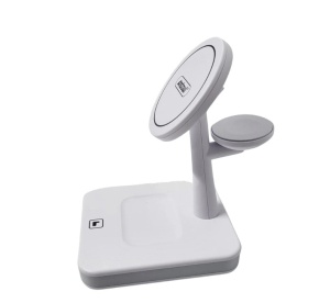 Incarcator wireless 4 in 1, 25W, compatibil cu iPhone, iWatch, Airpod Pro 2 3, cu mufa USB Type-C, lumina LED, Alb - Img 8