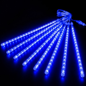 Instalatie de Craciun Ploaie de Meteori, 8 Turturi LED luminosi, Lungime 80cm, Lumina Albastru - Img 3