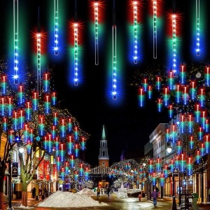 Instalatie de Craciun tip meteoriti cazatori, 8 turturi x36 LED, Lumina Multicolora - Img 1
