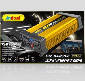Invertor de tensiune auto Andowl KS1500, 1500W, 12V, 220V, 26 x 11 x 6.5cm, auriu - Img 8