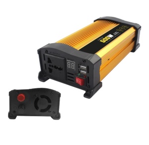 Invertor de tensiune auto Andowl KS500, 500W, 12V, 220V, 18 x 11 x 6.5cm, auriu - Img 2