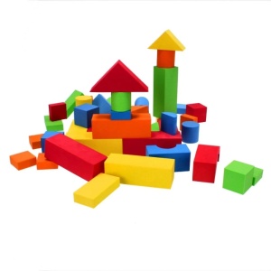 Joc de construit cu 41 piese din spuma, forme geometrice, pentru copii de 3 ani+, 31.5x21.5x4 cm, multicolor - Img 1