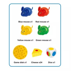 Joc de memorie, cu Soaricei si branza, pentru copii 3+, 26x24x4 cm, galben - Img 5