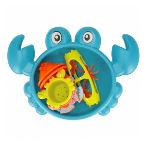 Jucarie pentru baie, in forma de Crab, cu alte 5 jucarii interioare, copii 3 ani+, plastic, 21x30x5 cm, albastru/roz - Img 1