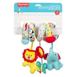 Jucarie pentru carucior sau patut in forma de spirala, Cu animalute, Figurine leu-elefant-fluture cu oglinda - Img 2