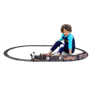 Jucarie tren Western, cu 3 vagoane si locomotiva, cu sunet si lumini, 62x9.5x42cm, negru - Img 1