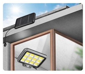 Lampa 216 LED SMD cu panou solar, Putere 50W, Senzor de miscare si telecomanda - Img 2