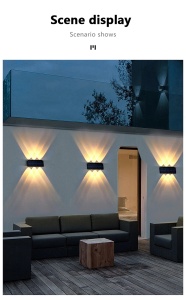 Lampa cu panou solar 6 LED, Montaj pe perete, Iluminare sus-jos, Lumina alb cald - Img 6
