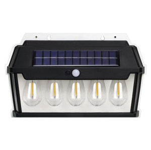 Lampa solara de perete cu 5 becuri LED, IP65, unghi inductie 120°, 65W, dimabil, negru - Img 1