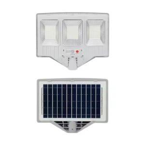 Lampa solara stradala cu telecomanda, JG-703, 6.5W, 3 cadrane, 108 LED-uri, 6000K, 10000lm, IP67, cu suport si senzor de miscare, 31x19 cm, gri - Img 5