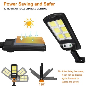 Lampa solara stradala LED, cu 6 cadrane, senzor miscare, IP65, negru - Img 8