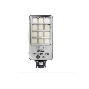 Lampa solara stradala, putere 800W, cu telecomanda, IP66, senzor lumina si miscare, gri-negru - Img 1