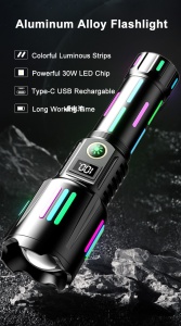 Lanterna L550, Putere 30W, Acumulator 26650mah, Flux luminos 6500lm, Incarcare USB - Img 2