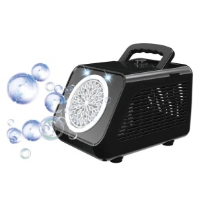 Masina electrica de facut baloane din sapun, lumini LED, 2 viteze, 200ml, 12000 de baloane/min, 12x13x19cm, negru/alb - Img 1