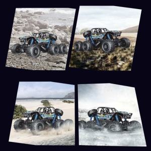Masina Off Road cu telecomanda, 6 roti TPR mari, sistem de suspensie, deplasare pe sol si pe apa - Img 3