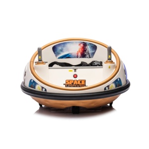 Masinuta electrica Bumper Car pentru copii, 2 joystick-uri, rotire 360°, lumini LED, centura siguranta, Crem/Alb - Img 5