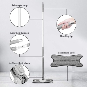 Mop TWIST cu autostoarcere, cap flexibil cu rotire 360 grade, maner telescopic - Img 4