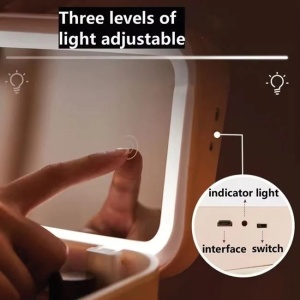 Oglinda machiaj cu 42 de becuri LED, Portfard cu compartimente - Img 5