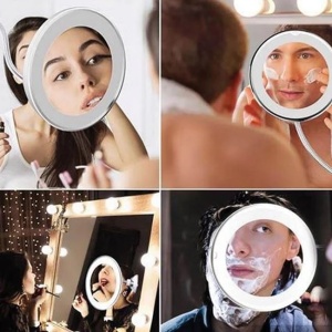 Oglinda pentru machiaj cu 10x Marire, 21 de Becuri LED, Culoare Alb - Img 5