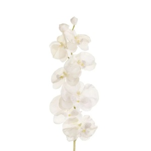 Orhidee artificiala cu tulpina lunga, in nuante calde, 70 cm, alb - Img 1