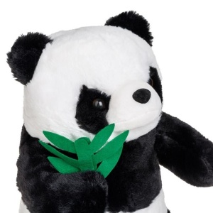 Panda de Pluș Așezat cu Frunze de Bambus, 22×22×35 cm, negru/alb - Img 2