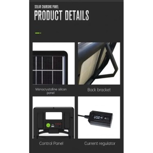 Panou solar 15W cu acumulator 1200mAh, GD-100S, portabil, cu mufe pentru incarcare devide-uri, 29x19cm, negru - Img 4