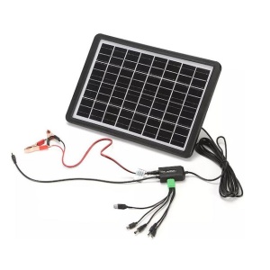 Panou solar 15W portabil, GD-120, IP65, cu mufe pentru incarcare device-uri, ABS, 37x26 cm, negru - Img 1