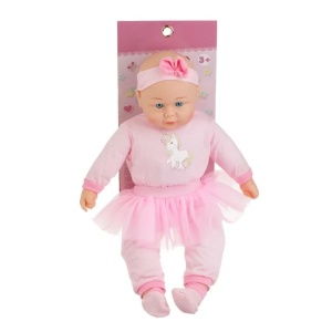 Papusa bebelus cu body si fusta tutu, cu sunet de plans si corp moale, varsta 3+ ani, 50cm, roz - Img 1