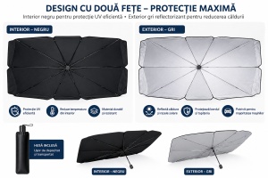 Parasolar auto pentru parbriz tip umbrela - Rezistent UV - Dimensiune 131 X 74 cm - Husa transport - Img 2