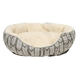 Pat pentru caini din imitatie de blana, Dimensiuni 57x52x14cm, Gri-bej