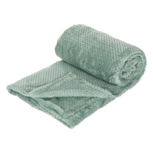 Patura catifelata la atingere cu model reliefat popcorn, Dimensiune 220x150 cm, Culoare verde menta - Img 2
