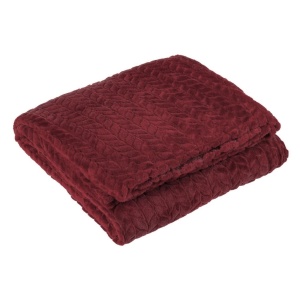 Pătură catifelată pentru 2 persoane, model împletit, 230 × 220cm, culoare Bordo - Img 2