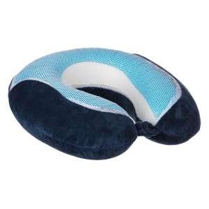 Perna de calatorie anatomica cu memory foam si cooling gel, Dimensiune 27cm, Albastru - Img 2