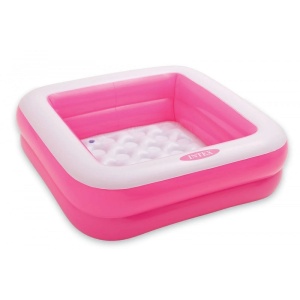 Piscina Patrata pentru Copii, Intex, capacitate apa 57 L, dimensiune 86x86x25cm, roz-alb - Img 1