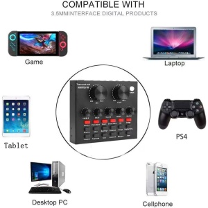 Placa sunet V8 multifunctionala, cu bluetooth, 12 efecte de sunet, mufe Micro USB, 6 moduri microfon, negru - Img 4
