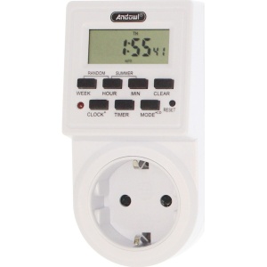 Priza inteligenta cu afisaj LCD Andowl, masoara consumul de energie, cu timer si ceas